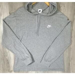 Nike Hoodie Women's Medium Gray Sweatshirt Cotton Blend Pullover Embroidered #4